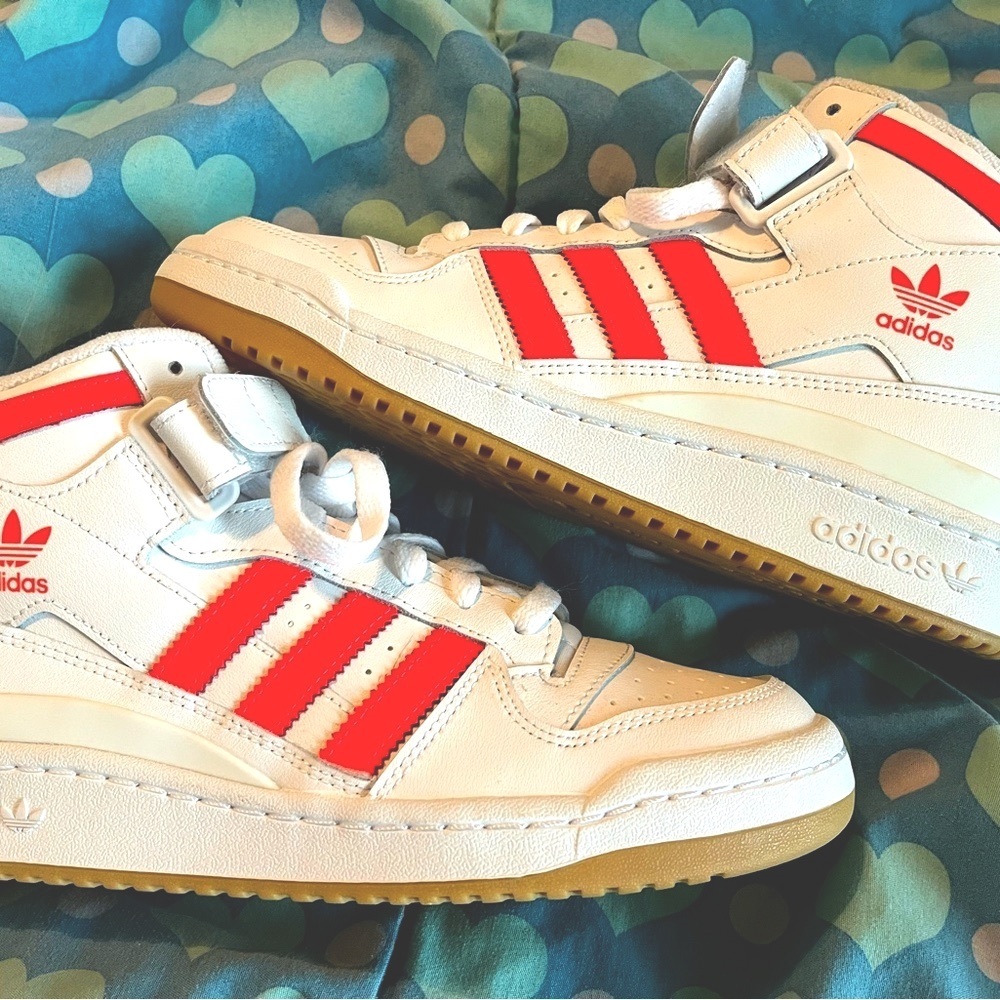 Adidas Forum Mid Originals `white Turbo` Leather Women`s Shoes GY3673